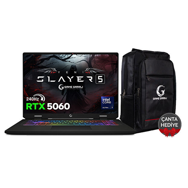 Game Garaj Slayer5 7-5060 Intel Ultra 7 255HX 16GB RAM 1TB SSD RTX5060 16" 240Hz QHD+ IPS FreeDOS Oyuncu Laptop