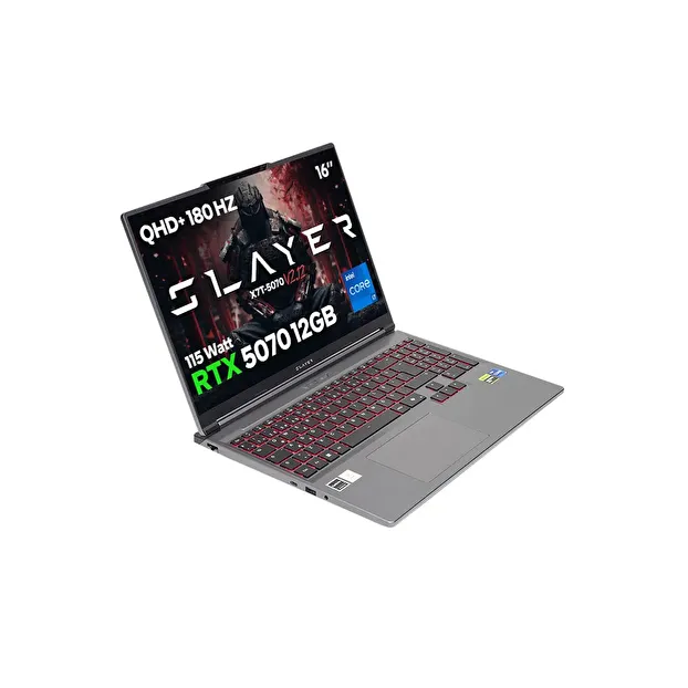 Game Garaj Slayer X7T-5070 V2.12 Intel Core i7 14650HX RTX5070 12GB 16" 180Hz QHD+ FreeDOS Oyuncu Laptop