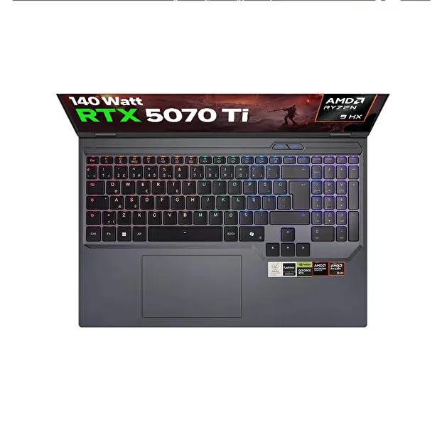Game Garaj Slayer R9T-5070Ti V2 AMD Ryzen 9 9955HX RTX5070Ti 16" 300Hz QHD+ FreeDos Oyuncu Laptop